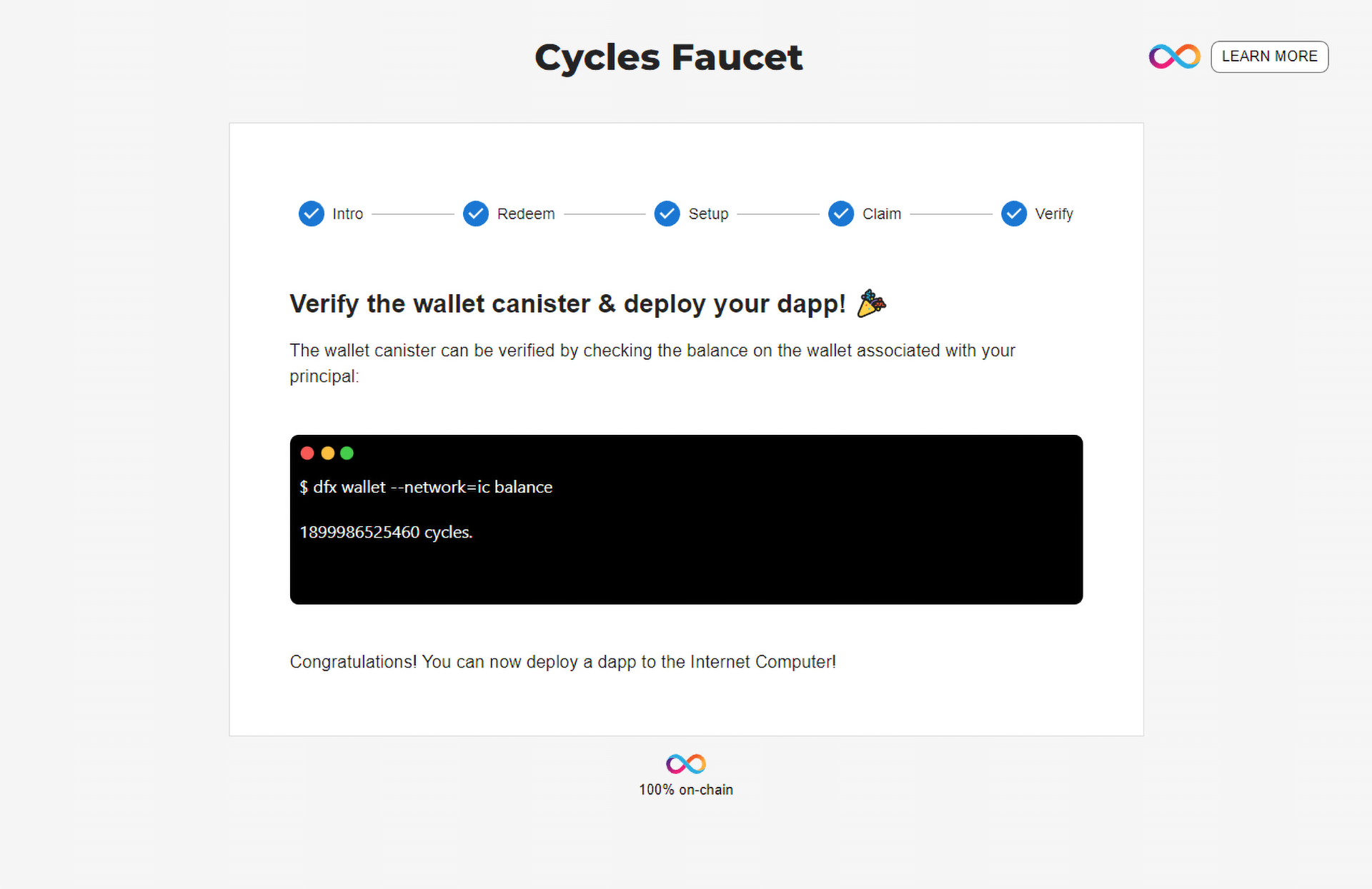 Verify Wallet Canister