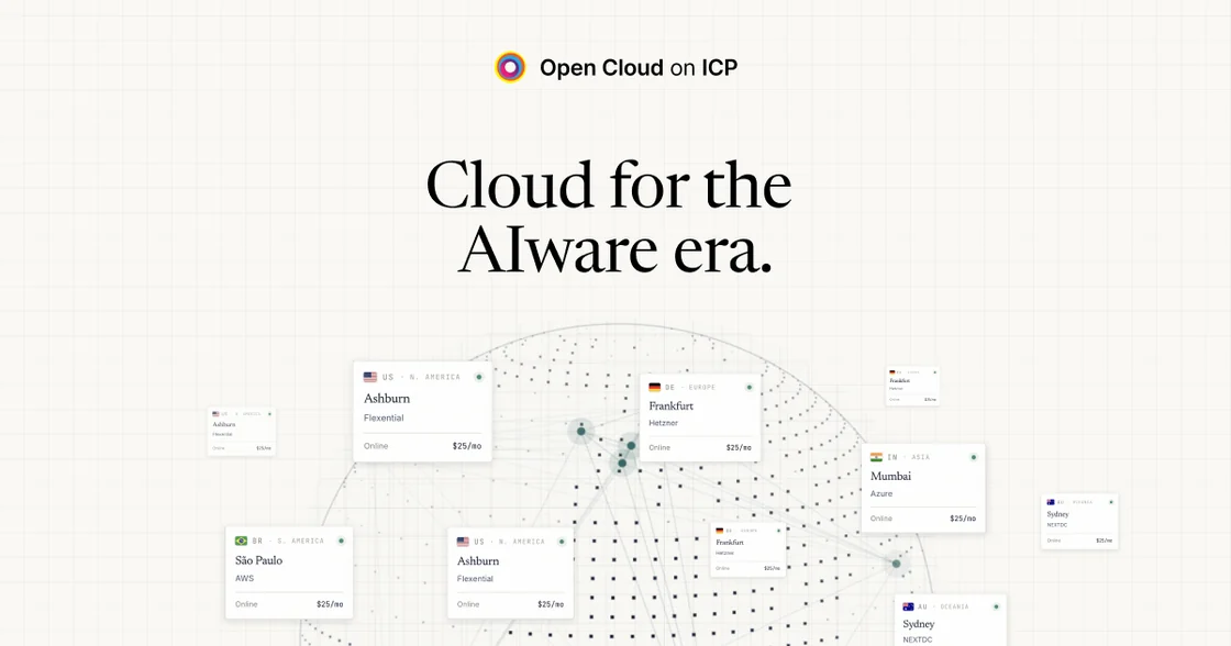 Open Cloud on ICP — Cloud for the AIware era, with cloud providers around a globe.