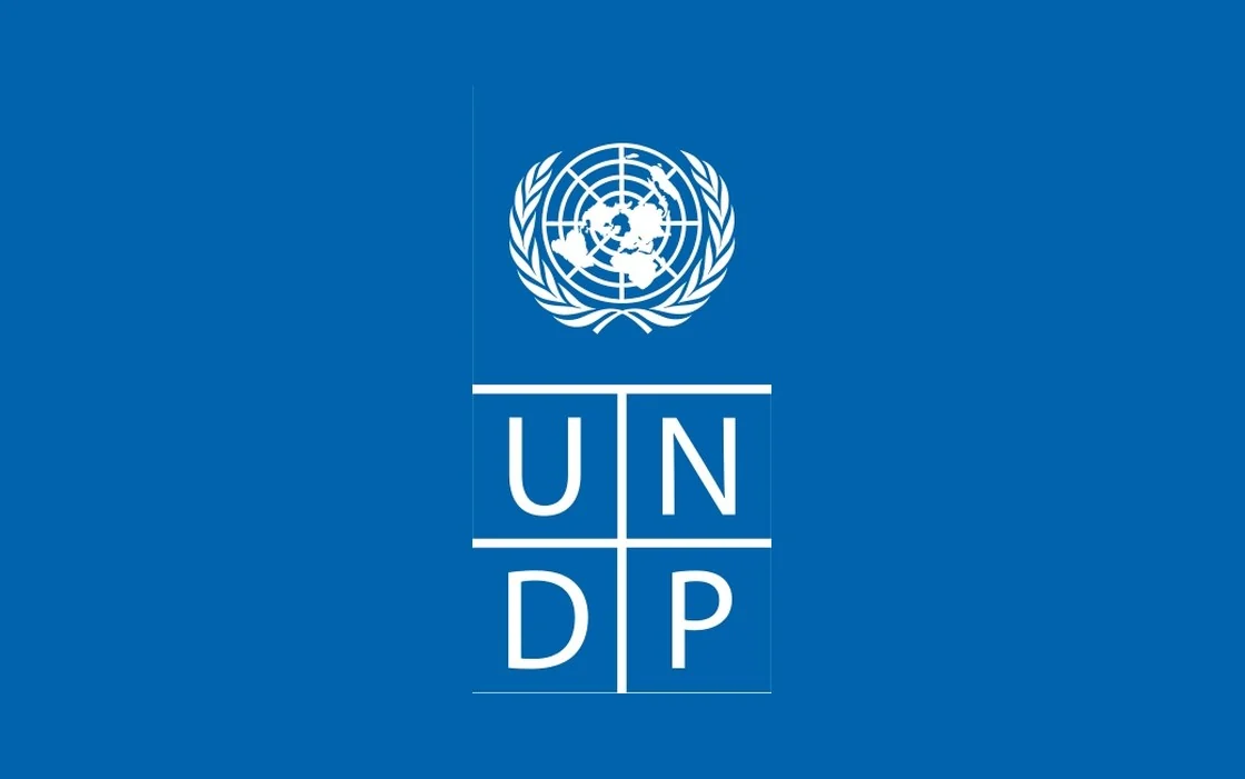 UNDP logo on a blue background.